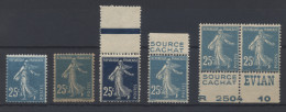 France - Bel Ensemble De Types Bandes Publicitaires Yvert N° 140 Tous Luxes Neuf Sans Charnière (MNH) - Cote ? Euros - 1906-38 Semeuse Camée