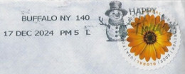 USA 2024 Cover From Buffalo To Brazil Global Forever Sunflower Stamp Slogan Cancel Happy Holidays Snowman - Brieven En Documenten