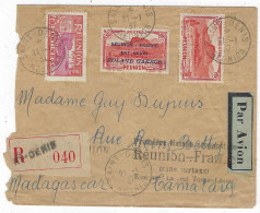 1937 - 21-1-37 - Enveloppe 1ère Liaison Aeropostale REUNION - FRANCE  Escale De Tamatave - Affr. Avec N° 1 Roland Garros - Posta Aerea