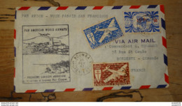 Belle Enveloppe Par PAN AMERICAN , 1ere Liaison, 1947, Noumea Sydney  .... Boite2-446 - Briefe U. Dokumente