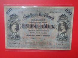 Sächsische Bank Zu Dresden 100 MARK 1890 Circuler (B.36) - [11] Local Banknote Issues