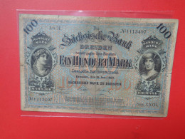 Sächsische Bank Zu Dresden 100 MARK 1890 Circuler (B.36) - [11] Local Banknote Issues