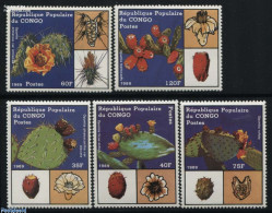 Congo Republic 1989 Cactus Flowers 5v, Mint NH, Nature - Cacti - Flowers & Plants - Cactus