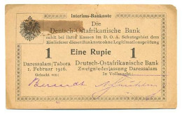 German East Africa Deutsch-Ostafrikanische Bank 1 Rupie 1.2. 1916 VF/XF Pick #20a, Rosenberg #929e - Deutsch-Ostafrikanische Bank