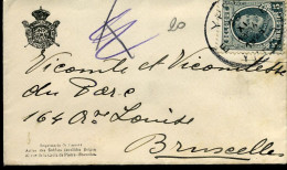 Kleine Envelop "Asile Des Soldats Invalides Belges" Naar Vicomte Et Vicomtesse Du Baré, Bruxelles, Met N° 193 - 1922-1927 Houyoux