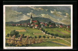 Künstler-AK Hochkirch, Teilansicht Mit Kirche Und Dem Czorneboh - Hochkirch