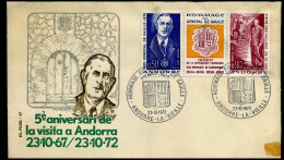 5e Aniversari De La Visita A Andorra - Hommage Au Général De Gaulle - FDC