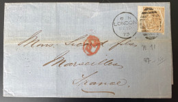 GB QV 1873 Cover From London To Marseille France , Victoria Sur Lettre De Londres 1873 Pour Marseille Voir Scans - Covers & Documents
