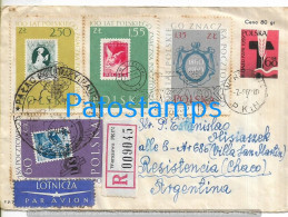 248096 POLAND POLSKA WARSZAWA COVER CANCEL REGISTERED MULTI STAMPS CIRCULATED TO ARGENTINA NO POSTAL POSTCARD - Poland