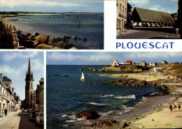 CPSM Plouescat L'Eglise Les Halles Et Les Plages - Plouescat