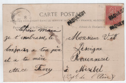 SEMEUSE 10C LIGNEE PERFORE C.L. GRIFFE PAQUEBOT SUR CARTE ALGERIE POUR AIN - Covers & Documents