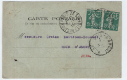 FRANCE SEMEUSE 5CX2 PERFORE G.B. CARTE ANC VERSEPUY GLADSTON CIE PARIS 1915 - Covers & Documents