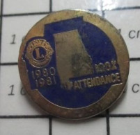 811a Pin's Pins / Beau Et Rare / ASSOCIATIONS / LION'S CLUB USA 1980-1981 100% ATTENDANCE Avec Les Loups ? - Associations
