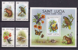 239 SAINTE LUCIE 1980 - Yvert 526/29 BF 26 - Faune Et Flore - Neuf ** (MNH) Sans Charniere - St.Lucia (1979-...)