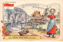 Chromos -COR11816 - Chocolat Poulain Orange - Géographie Pittoresque - Hollande - Bateaux - Femme -  7x10cm Env. - Poulain