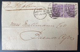 GB Pair QV On Cover From Liverpool 1859 To Buenos Ayres Argentina , GB Victoria Paire Sur Lettre Pour Buenos Ayres 1859 - Covers & Documents