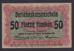 Geldschein Banknote Besatzung I.WK Posen 458 D 50 Kopeken 17.4.1916 - I- II. - WWI
