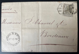 GB QV SG147 (plate 16) On Cover From London Lombard Street To Bordeaux , Victoria Sur Lettre Pour Bordeaux 1847 - Covers & Documents