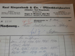 Karl Hinzenbach & Co In Münchholzhausen B. Wetzlar , 1936 , Holzhandel , Holz , Altes Dokument !!! - Documents Historiques