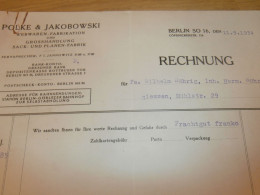 Webwaren-Fabrik Polke & Jakobowski In Berlin , 1934 , Weberei , Reklame , Altes Dokument ! - Documents Historiques