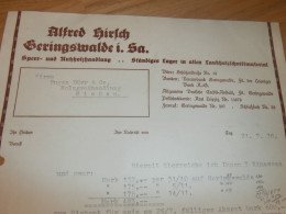Alfred Hirsch In Geringswalde I.Sa. , 1938 , Holzhandel , Sägewerk , Holz , Altes Dokument !!! - Documents Historiques