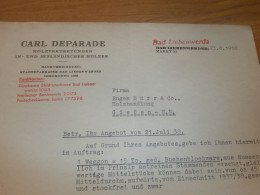 Carl Deparade In Bad Liebenwerda , 1938 , Holzhandel , Holz , Holzbau , Altes Dokument !!! - Documents Historiques