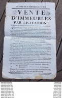 Affiche Notaire 1808 Vente Par Licitation MARIE DEFAIX Au Dos Signature Adjoint Maire De BOURGES Rossignol De La Ronde - Documents Historiques