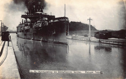 A880 Panama Canal US Battle Ship In Miraflores Locks Steamboat RPPC Postcard - Panama