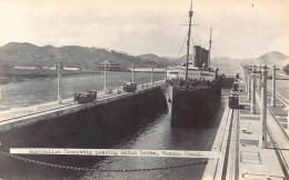 A880 Panama Canal Australian Troopship Pass Gatun Locks Steamboat RPPC Postcard - Panama