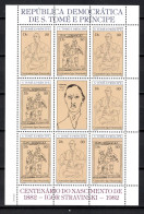 Sao Tome E Principe (St. Thomas & Prince)1982 Drawings By Picasso, Igor Strawinsky Birthday Centenary Sheetlet MNH - Picasso