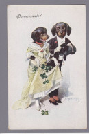 CPA Teckel Dackel Dachshund Non Circulée Position Humaine éditeur BKWI 3050-4 Signée Reckziegel - Hunde