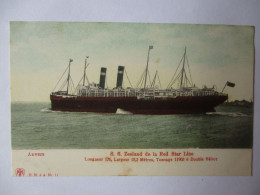 Cpa...Anvers...S.S. Zeeland De La Red Star Line...L.176m . L 18.2m .Tonnage 11905 A Double Hélice... - Sonstige & Ohne Zuordnung