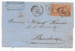 HERAULT Lettre De CETTE  GC S/ Empire  N° 23x2 Double Port P/ ESPAGNE TB - 1849-1876: Klassik