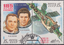 1981 UdSSR/CCCP ⵙ Mi:SU 5049-5050, Cosmonauts And Research On Orbital Space Complex - Gebraucht