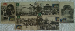 Lot 7 CPA 13 MARSEILLE EXPOSITION INTERNATIONALE D' ELECTRICITE 1908 TIMBRE Fontaines Lumineuses Animation Touareg - Electrical Trade Shows And Other