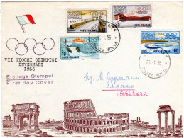 Italien 1956, Olympiade Ausgabe Kpl. Auf Bilderumschlag-FDC V. Como - Winter 1956: Cortina D'Ampezzo