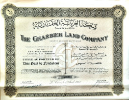The Gharbieh Land Company - Titre Au Porteur De Fondateur - Le Caire - 1944 - Landwirtschaft