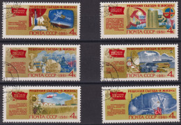 1981 UdSSR/CCCP ⵙ Mi:SU 5093-5098, Yt:SU 4828-4033, Resolutions Of 26th Communist Party Congress - Gebraucht