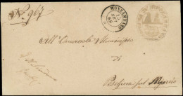 Chiens & Canidés Poste LET - Italie, Enveloppe, CAD Monzambano 15/9/1868 (petite Ville) + Cachet Municipal Ovale En Viol - Dogs