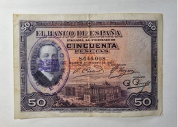 SELLO TINATA REPUBLICA ESPAGNE BILLET BILLETE 50 PESETAS 1927 ESPAÑA SPAIN BANKNOTE *COMPRAS MULTIPLES CONSULTAR* - 50 Pesetas