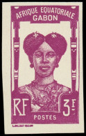 GABON Poste (*) - 120a, Non émis Sans Surcharge, Non Dentelé: 3f. Lilas Rose - Cote: (1550) - Altri & Non Classificati