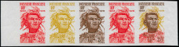 POLYNESIE Poste ** - 122, Bande De 5 Essais De Couleurs Différents Dont Polychrome: Indigène - Ongebruikt