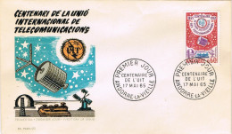 59202. Carta F.D.C. ANDORRA Francesa 1965. Telecomunicacions. U,I,T, - FDC