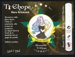 étiquette Bière France: Biere Mystichope   7,5 % 75 Cl  Brasserie Ti Choppe  Plouvien 29 Femme - Bière