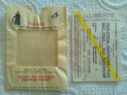 Documents Paquebot Liberté Cie Générale Transatlantique French Line Paris New York Ticket Baggage Check Cabine 1958 - Otros & Sin Clasificación