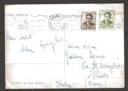 Morocco 1963 Casablanca, Two King Stamps, 0.05 & 0.30, Pc To Prieto Italy - Maroc (1956-...)