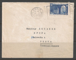1949 25f Abbey St. Wandrille, Paris To Czechoslovakia (21 X 1949) - Briefe U. Dokumente