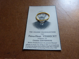 BC16 Souvenir  Petrus Henri Verreckt Costermans Hoofdonderwijzer Hauwaart Veerle 1873 St-Pieters-Rode 1940 - Todesanzeige