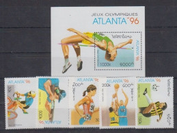 Laos - 1995 - Atlanta 96 - Yv 1207/11 + Bf 133 - Verano 1996: Atlanta