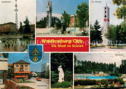 Waldkraiburg Stadtplatz Kirche Denkmal Waldbad Freibad - Waldkraiburg